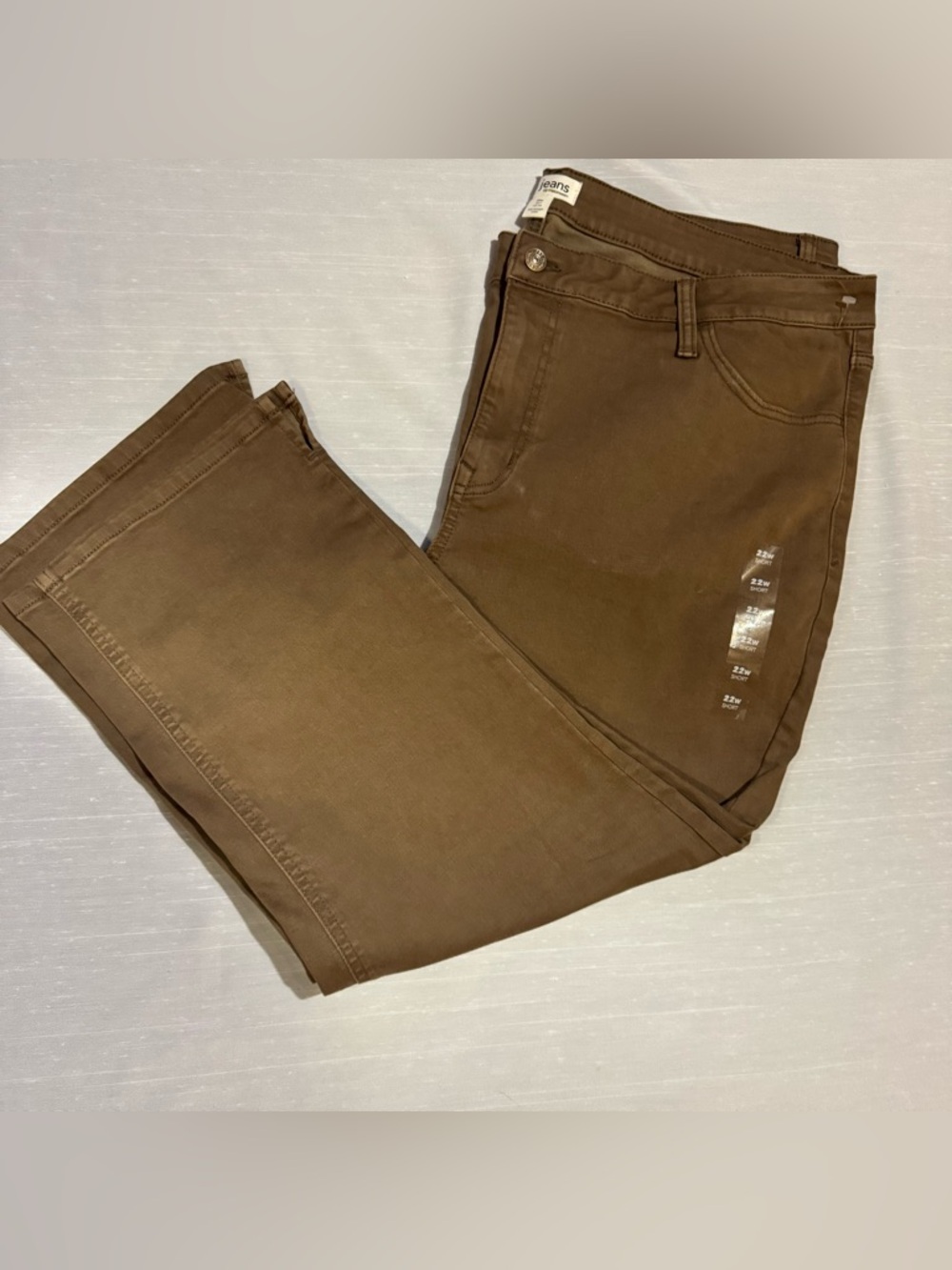 NWT‎ Maurices Brown Slim Straight Ankle Jeans 22W Short Mid Rise